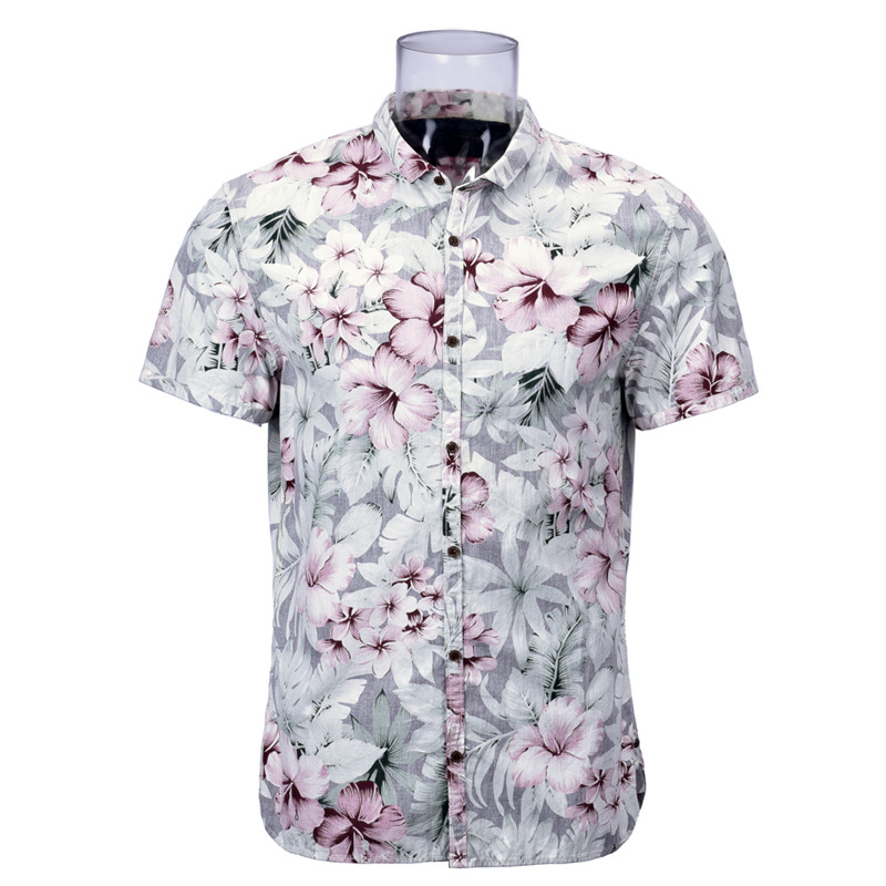 High Quality Men’s Print Shirt Cotton Fashionable Short Sleeve Floral Normal Print Shirt Drop Shipment WPR100035
