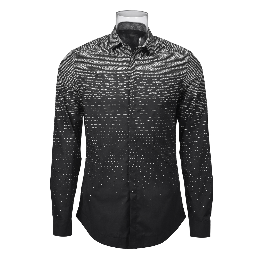 All Season Gear Men’s Print Shirt 100% Cotton Long Sleeve Letter Print Shirt For Men GTCW105733G1