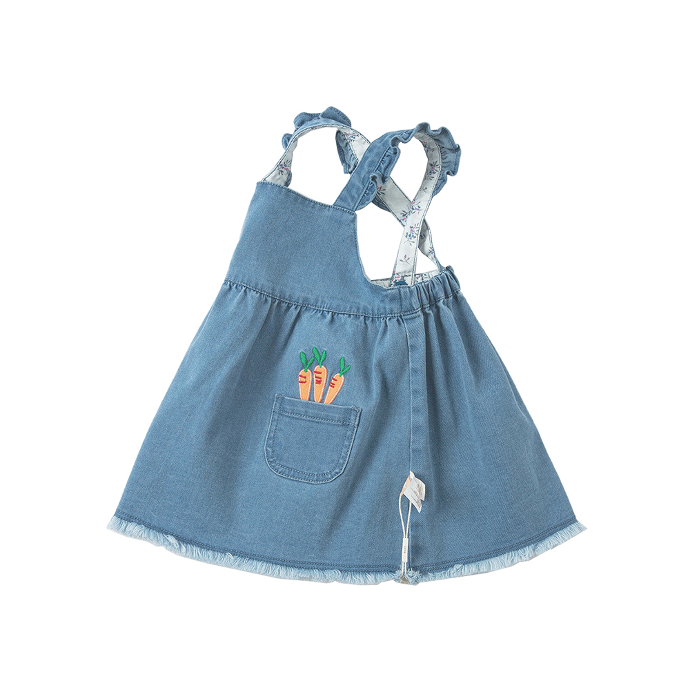Spring 2021 New Children Baby Cartoon Pattern Embroidered Dress Fashion Girls Denim Suspender Skirt Featured Image