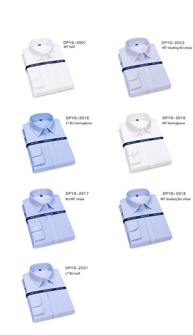 RTS 100% Cotton Women's Blue White Fine Striped Business Tuxedo Shirts Long Sleeve DP Non Iron Custom Dress Shirts For Women