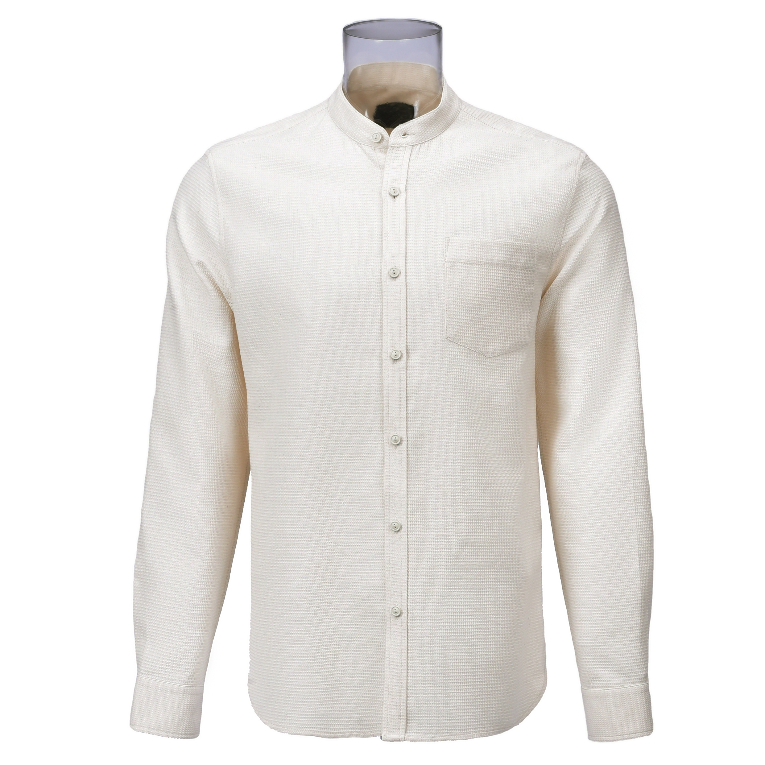 Men’s Long Sleeve Yarn Dyed White Dobby Shirt With Sustainable Recycled Polyester Blended For Men XYB-64-10(WHITE)G1