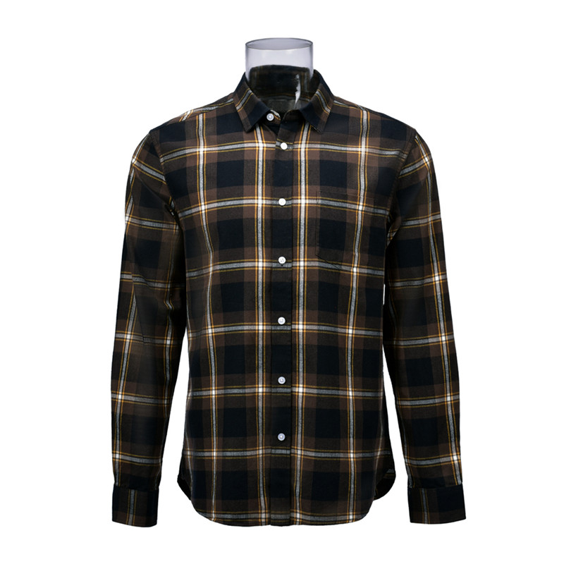 Men’s Long Sleeve Yarn Dyed Yellow Check Shirt With Sustainable 100% Organic Cotton For Men GTCW106343G1