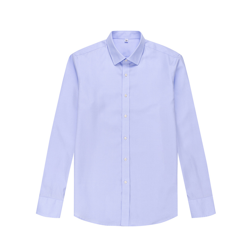 Ready to Ship 100% Cotton Men's Sky Blue Twill Shirts Long Sleeve DP Non Iron Custom Dress Shirts For Men