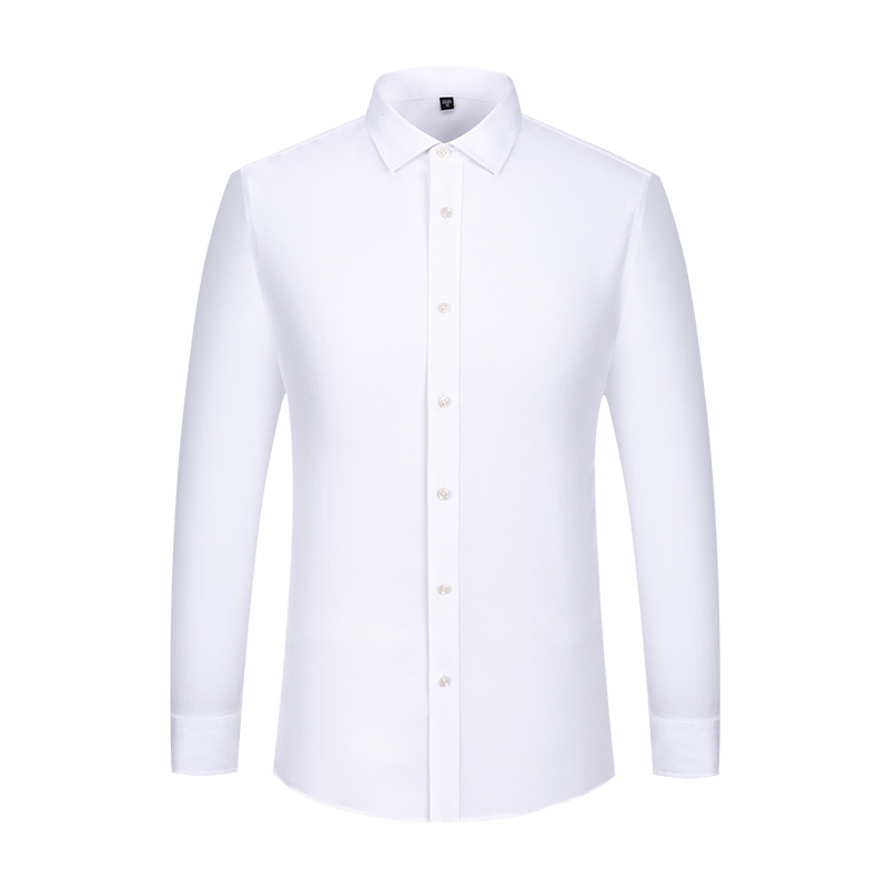 Ready to Ship 100% Cotton Men's Solid White Herringbone Shirts Anti-wrinkle DP Non Iron Breathable Custom Dress Shirts For Men