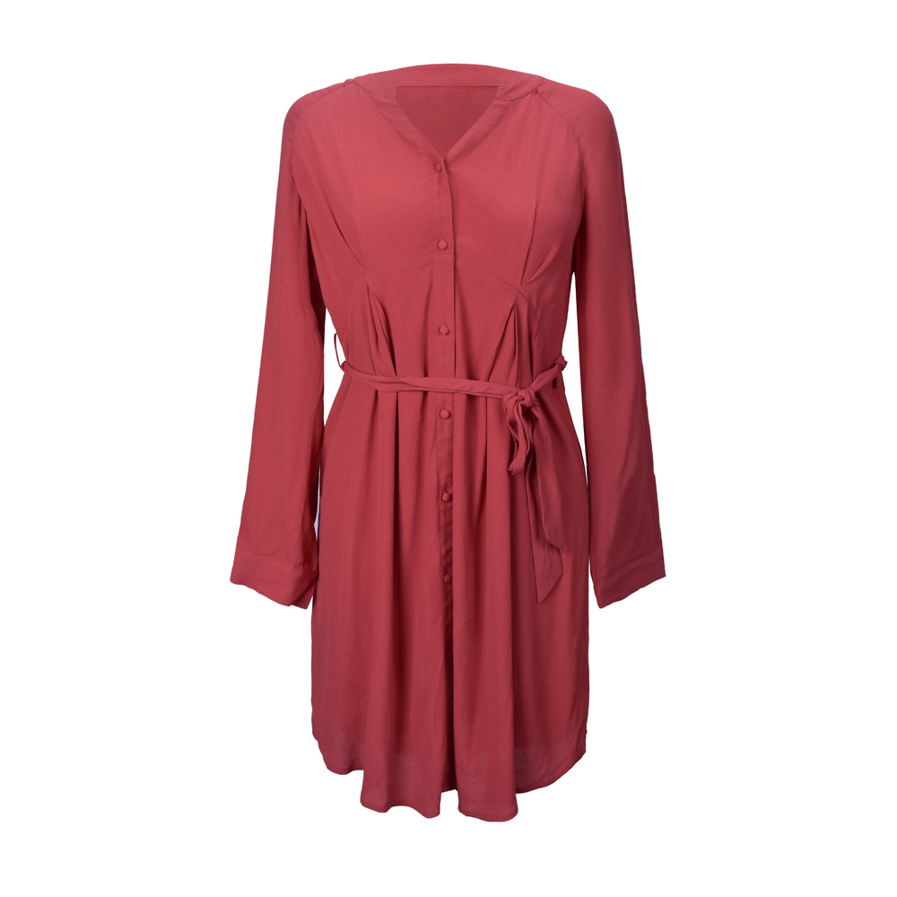Women Shirts 2021 Blouse Top Long Sleeve Casual Red Women Loose Dress