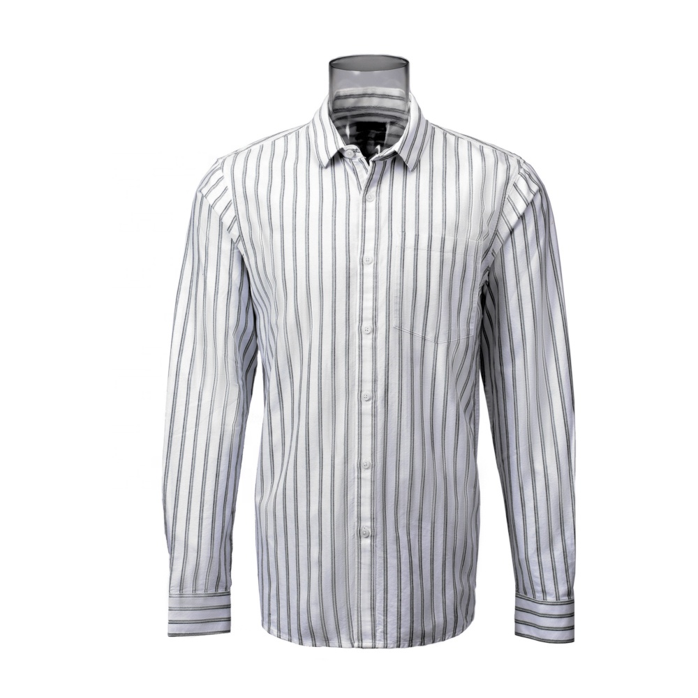 Contemporary Men’s Casual Shirt 100% Cotton Long Sleeve Striped Oxford Big Size Shirt For Men GTCW107263G1