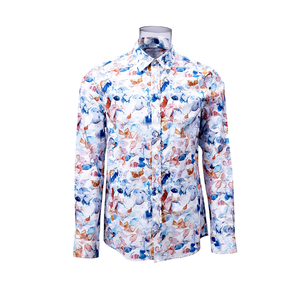 Men’s Print Shirt 100% Cotton Long Sleeve Floral Digital Print Shirt ...
