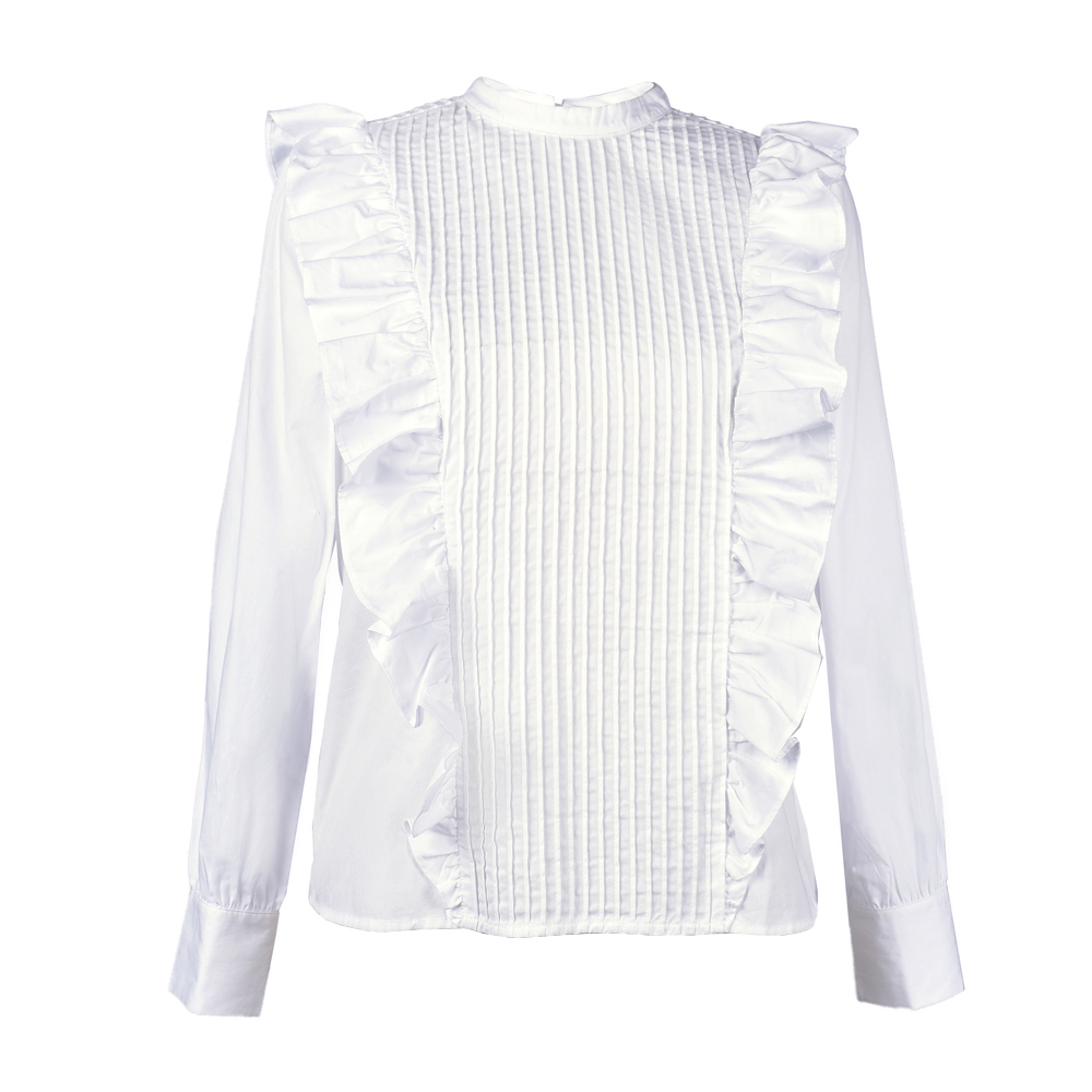 2021 New Fashion Funky Long Sleeve White Comfy Elegant Solid Women's Shirt