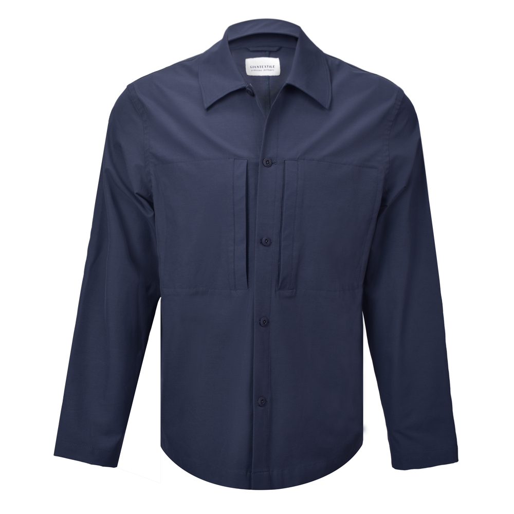 New Arrival Fashionable 2 Chest Pocket Men’s Shirt Jacket Nylon Cotton Stretch Casual Long Sleeve Shirt TIN OPTION1