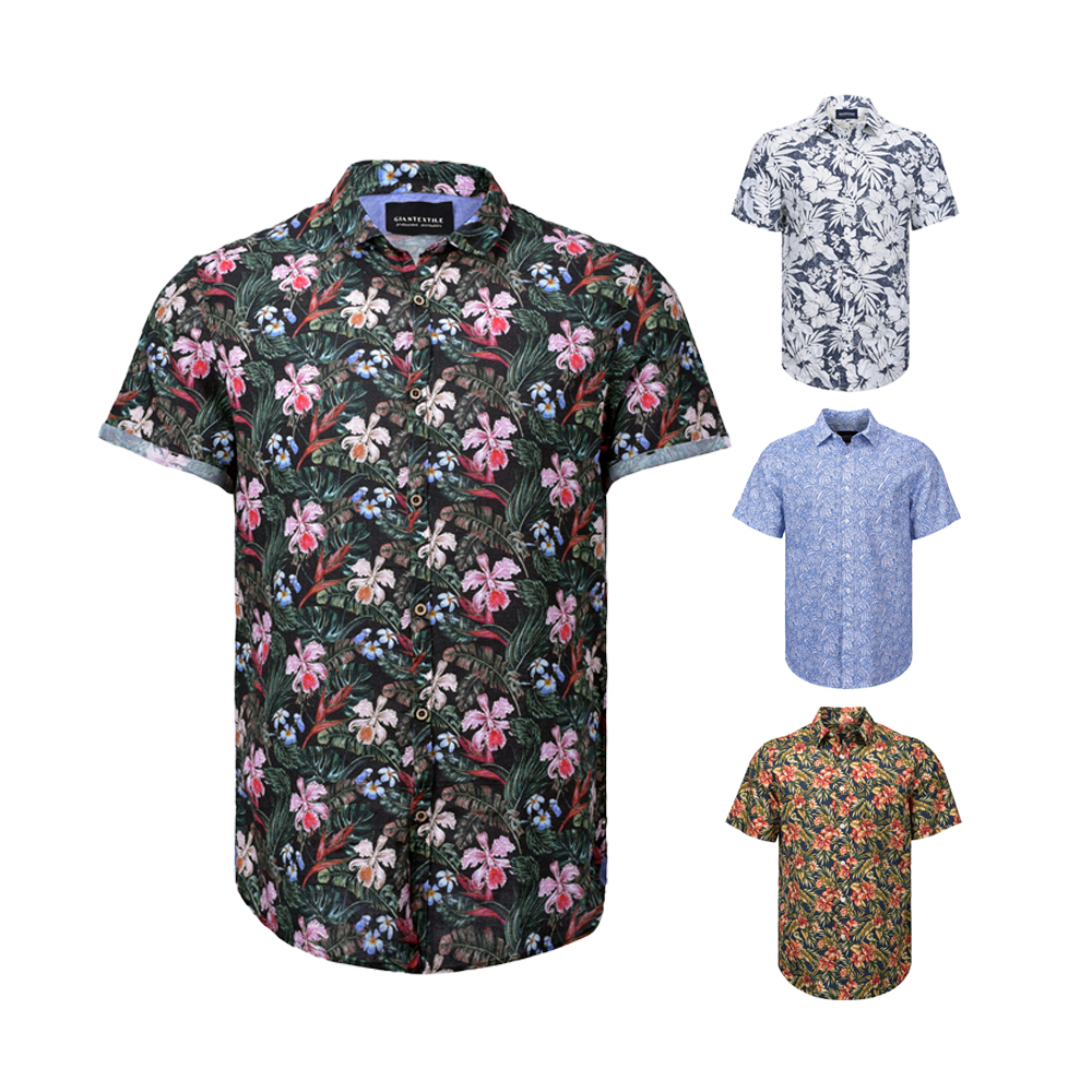 Men’s Print Shirt Hawaiian Short Sleeve Floral Digital Print Shirt For Men GTCW107623G1