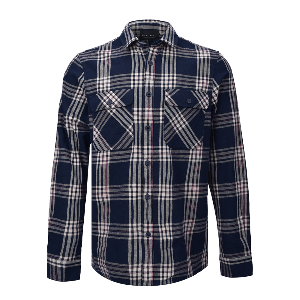 Make-To-Order Skin-Friendly Plaid Shirt Wholesale Autumn Warm Flannel Shirt for Men GTCW107640G1