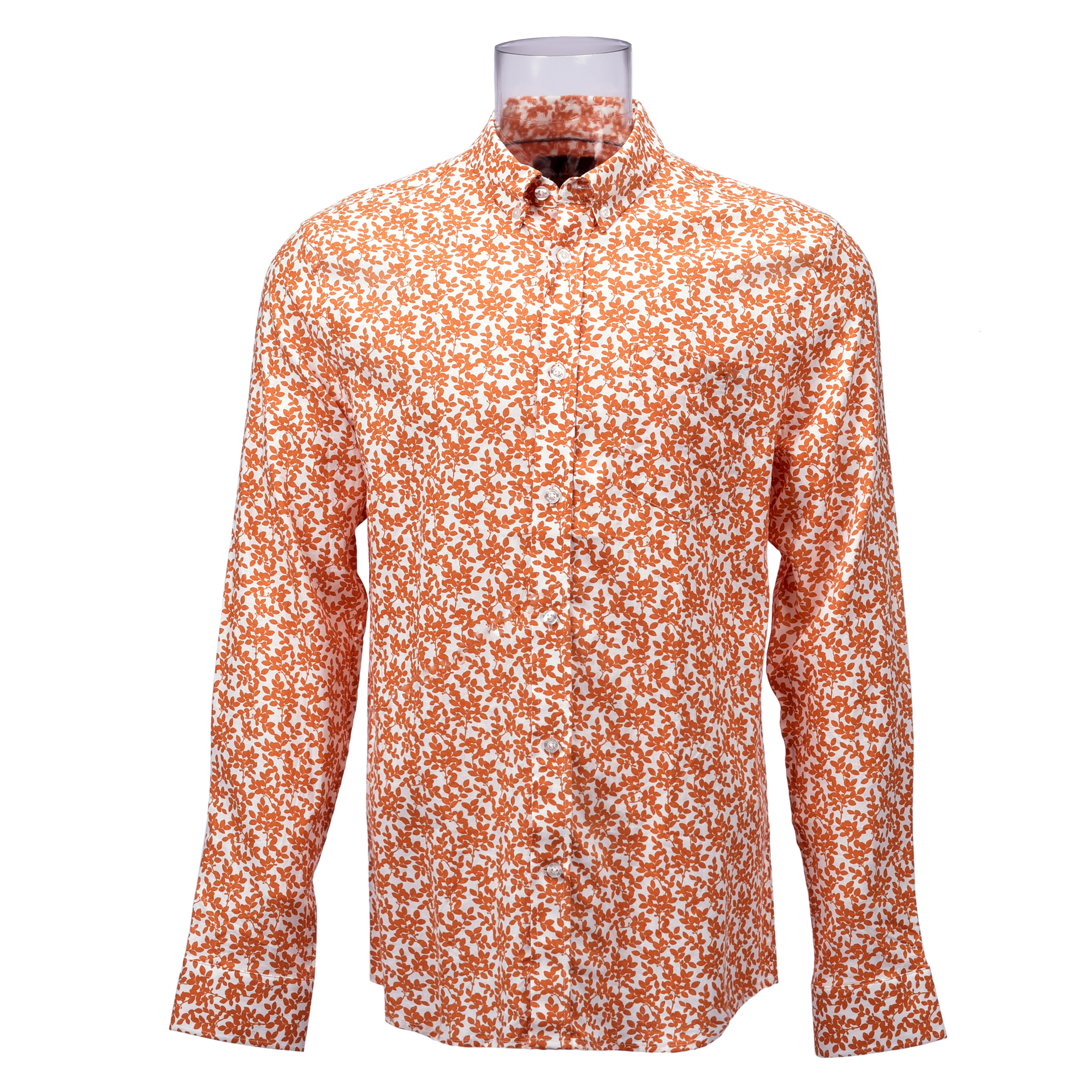 Men’s Shirt Linen Viscose Blended Long Sleeve Floral Printed Shirt For Men GTCW106816G1