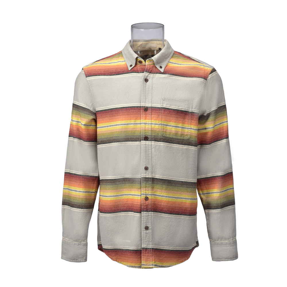 Winter Men’s Shirt 100% Cotton Flannel Long Sleeve Striped Shirt Men’s Shirt GTCW105744G1