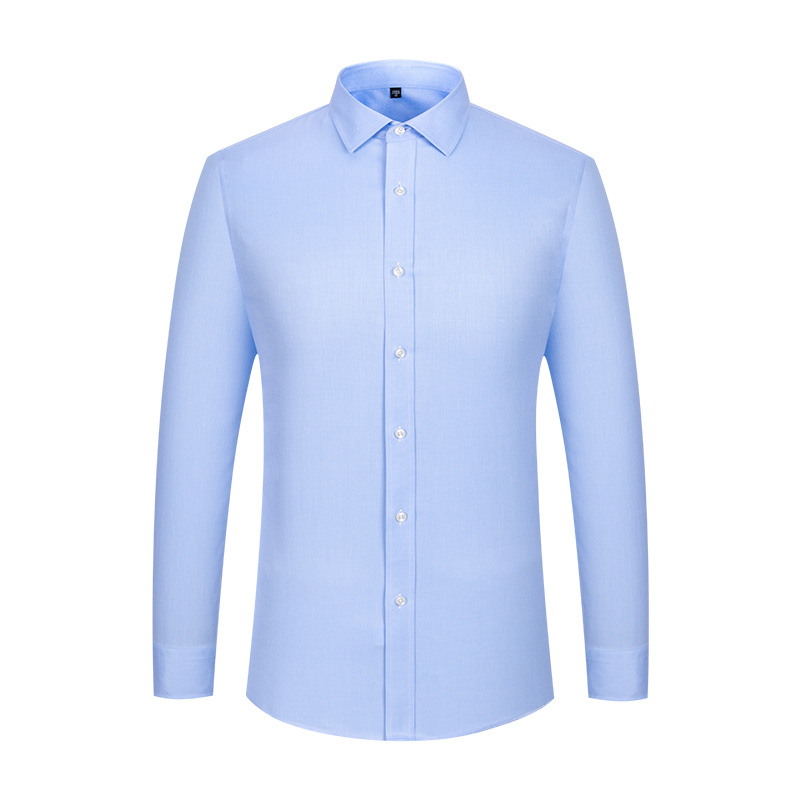 100% Cotton Men's Solid Sky Blue Herringbone Shirts Anti-wrinkle DP Non Iron Breathable Custom Dress Shirts For Men