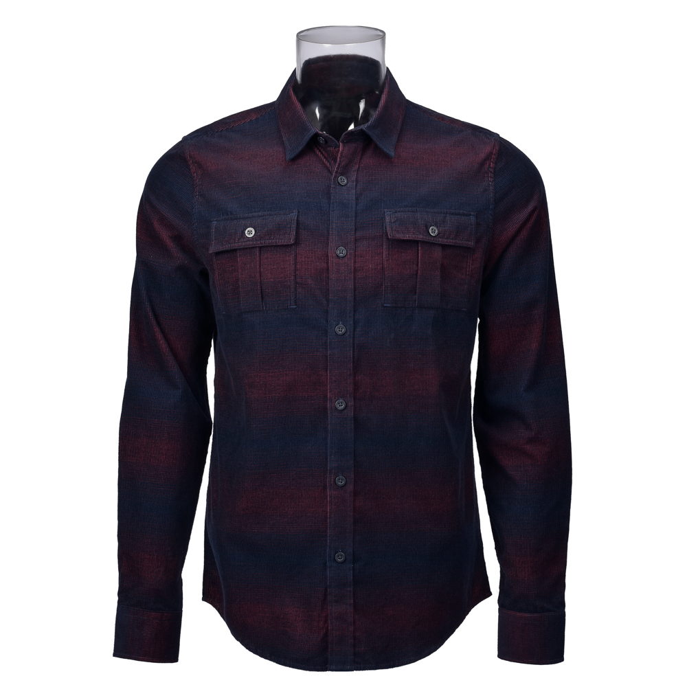 Men’s Cotton Long Sleeve Shirt Striped Corduroy Casual Shirt For Men GTCW106247G1