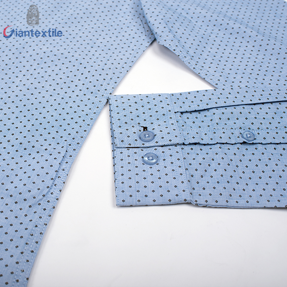 Men’s Print Shirt 100% BCI Cotton Long Sleeve Blue Dot Normal EOE Print ...
