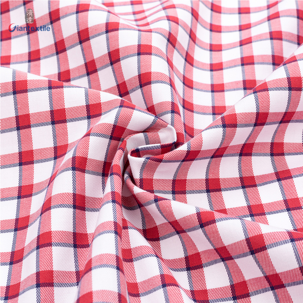 RTS Men's Cotton Spandex Red Check Business Formal Shirt Anti-wrinkle Wrinkle Free Dress Shirt For Men