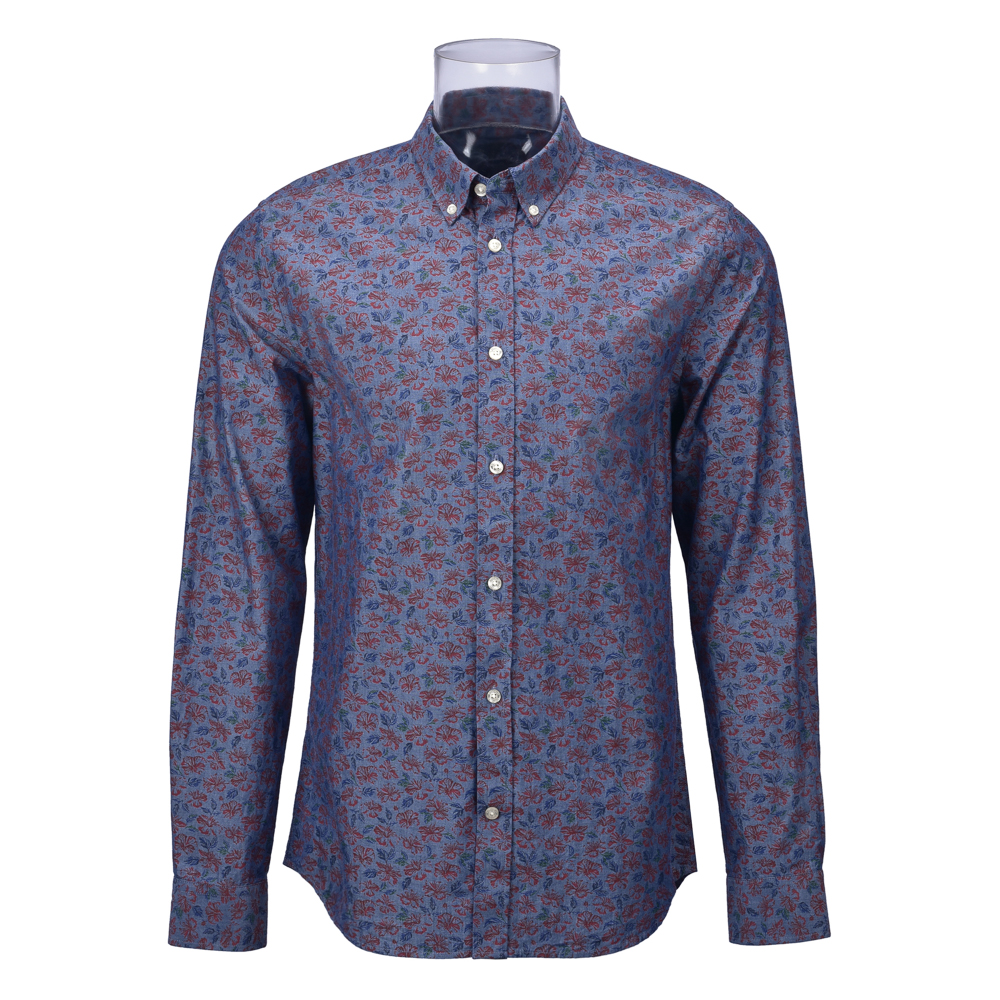 Men’s Sustainable Print Shirt 100% BCI Cotton Long Sleeve Floral Print Shirt For Men GTCW106455G1