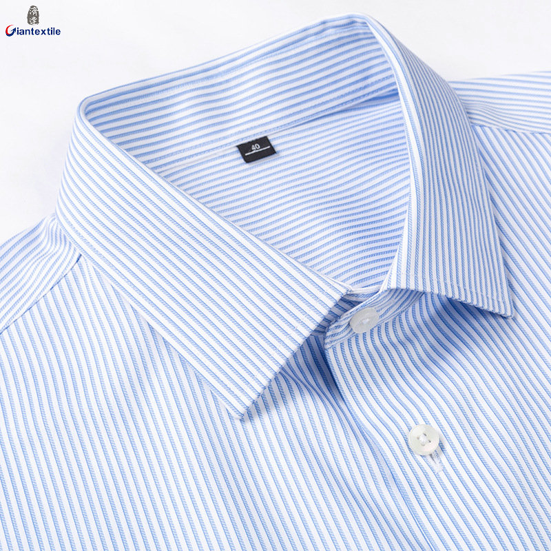 Ready to Ship 100% Cotton Men's Minimalist Striped Shirts Short Sleeve DP Non Iron Breathable Custom Dress Shirts For Men