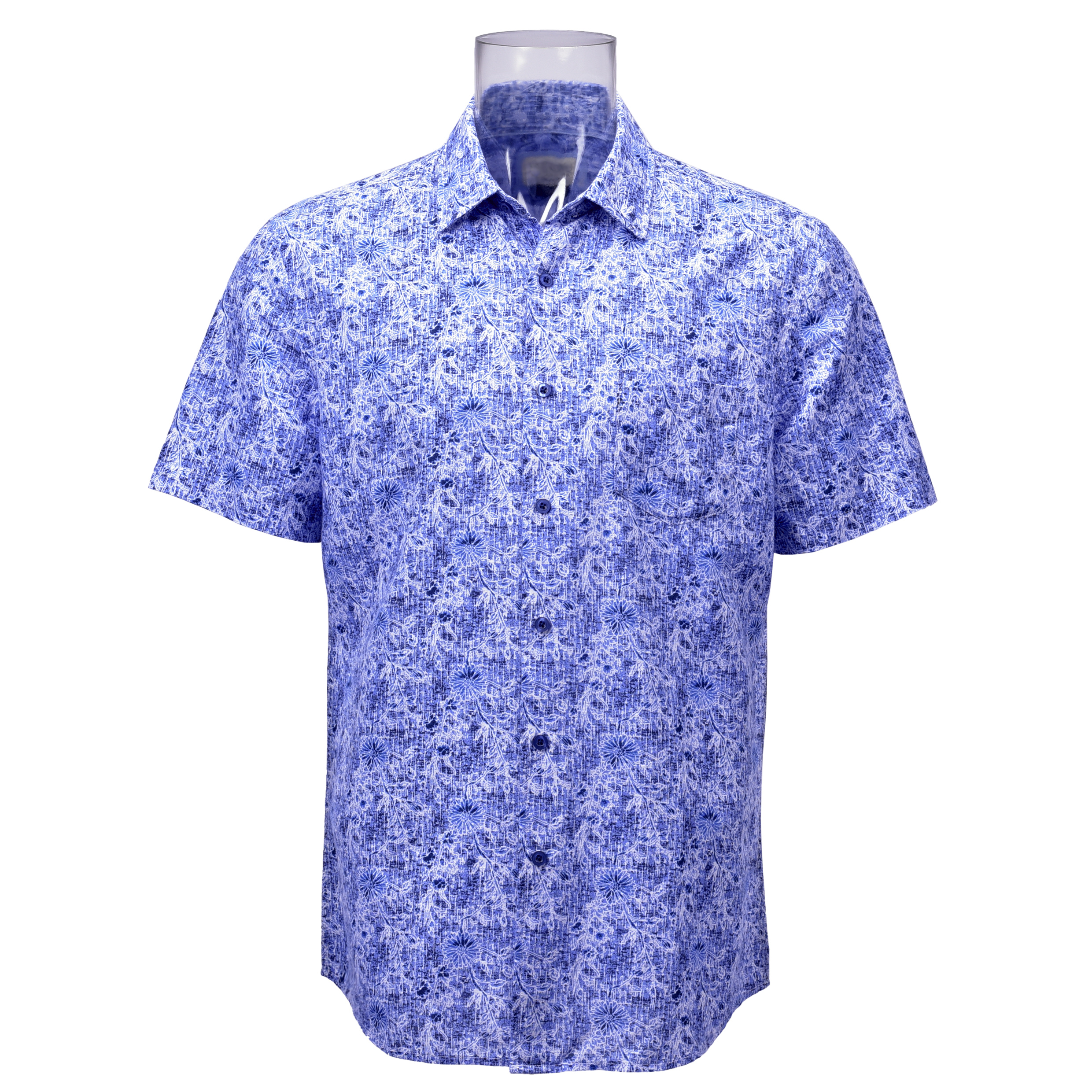 Men’s Shirt Cotton Linen Blended Short Sleeve Floral Printed Shirt For Men GTCW107060G4