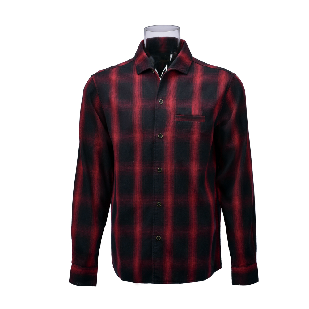 100% Cotton Men’s Flannel Long Sleeve Shirt Red And Black Check Shirt For Men GTCW106853G1