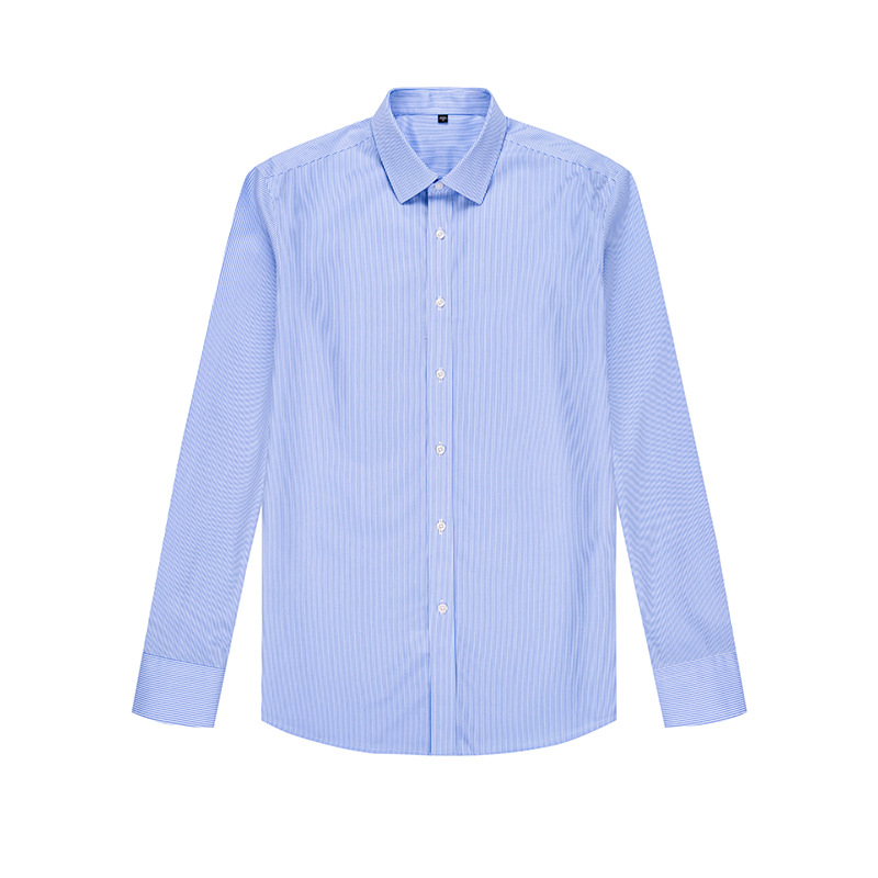 RTS 100% Cotton Men's Blue White Striped Twill Business Tuxedo Shirts Long Sleeve DP Non Iron Dress Shirts For Men