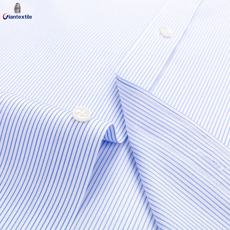 RTS 100% Cotton Men's Light Blue pinstripe Business Formal Shirt Anti-wrinkle Non Iron Dress Shirt For Men