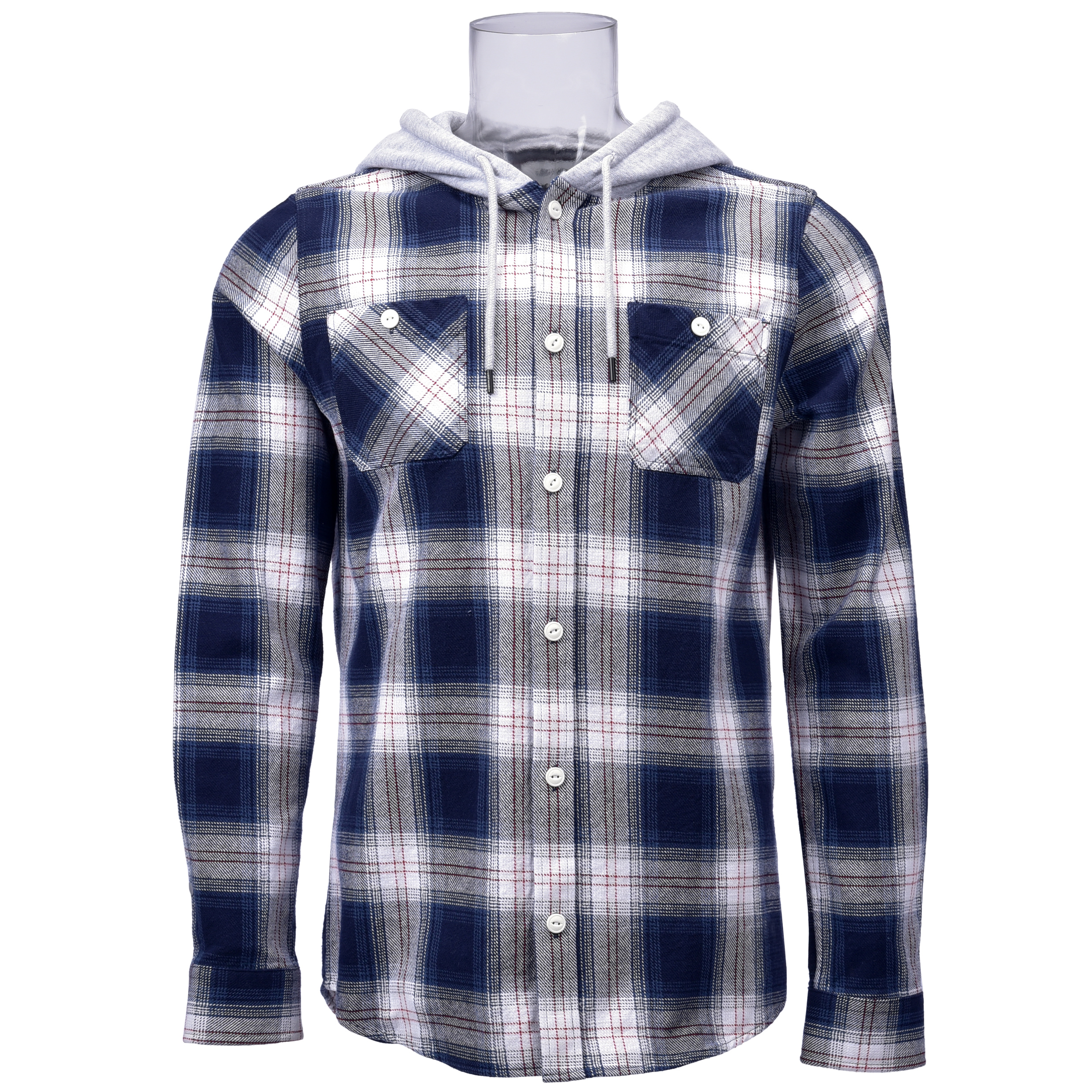 Men’s Hoodie Shirt 100% Cotton Long Sleeve Check Heavyweight Flannel Casual Hoodie Shirt For Men GTCW106248G1