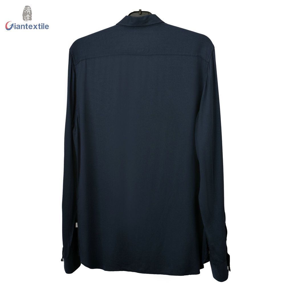 Men’s Long Sleeve Dark Blue Shirt With Sustainable 100% Ecovero For Men GTCW106815G1