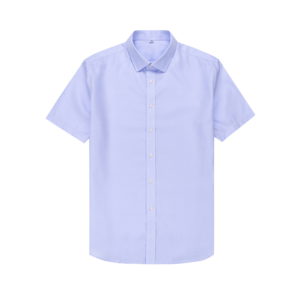 RTS 100% Cotton Men's Sky Blue Twill Business Formal Shirt Short Sleeve Non Iron Custom Dress Shirt For Men