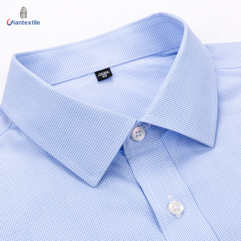 Ready to Ship 100% Cotton Men’s Shirt White And Blue Plaid Long Sleeve Shirts Non Iron Custom Tuxedo Shirts For Men DPYS-2025