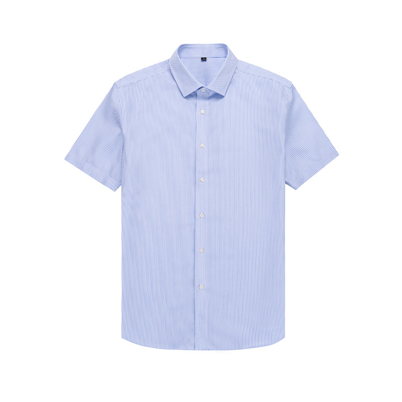RTS 100% Cotton Men's Light Blue Twill Business Tuxedo Shirt Short Sleeve Non Iron Dress Shirt For Men