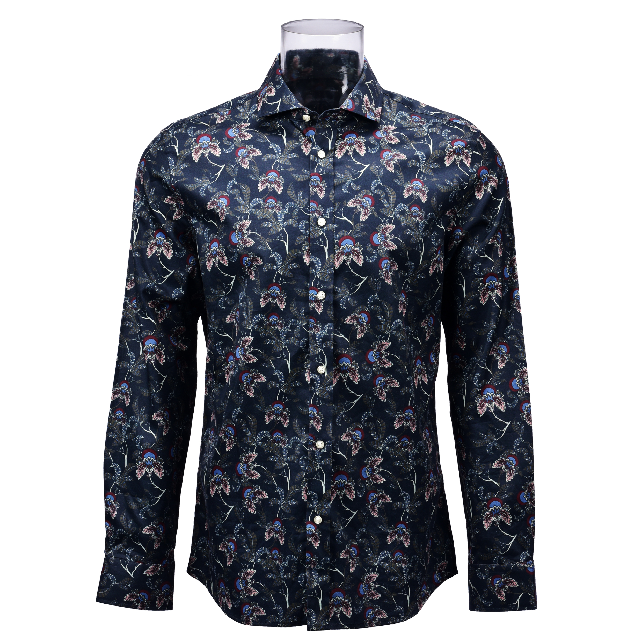 Nice Quality Men’s Print Shirt 100% Cotton Long Sleeve Navy Floral Digital Print Shirt For Men GTCW106774G1