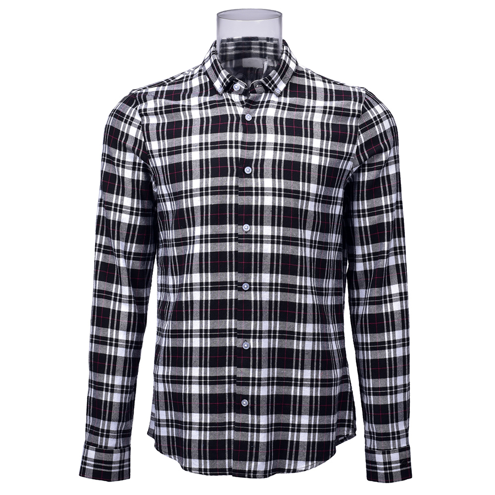 Wholesale Men’s Sustainable Shirt Recycled Cotton Long Sleeve Check Shirt For Men GTCW106845G1