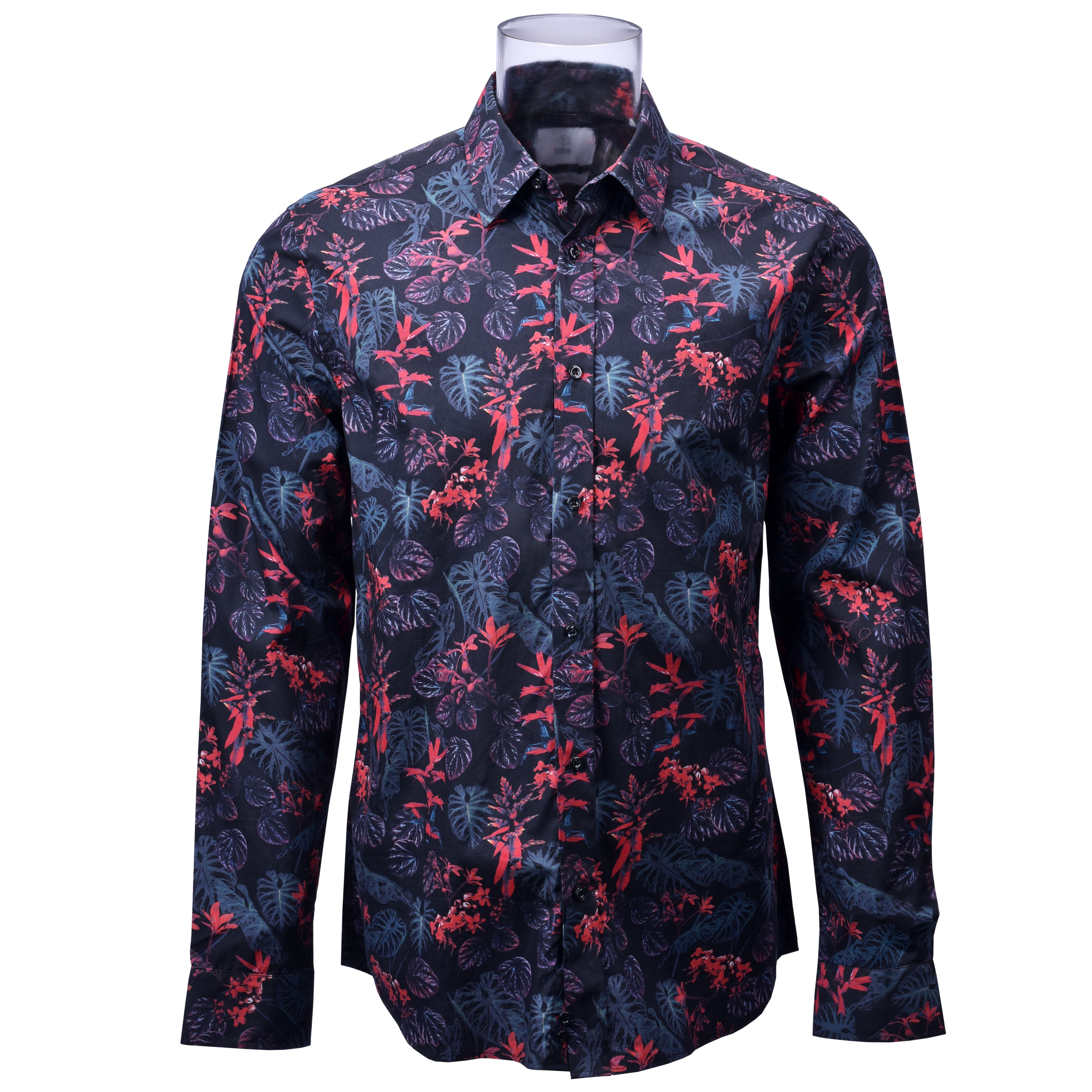 Nice Quality Men’s Print Shirt 100% Cotton Long Sleeve Red Floral Digital Print Shirt For Men GTCW106280G1