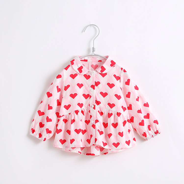 Spring Summer Dress Girls Thin Baby Cute Multicolour Print Anti-mosquito Soft Peter Pan Collar Baby Shirt