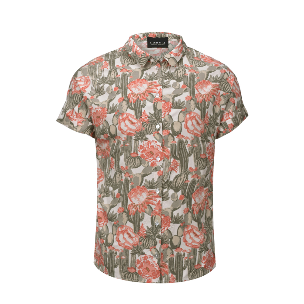 Women Shirts 2021 Blouse Top Short Sleeve Casual Floral Women Loose Blouses