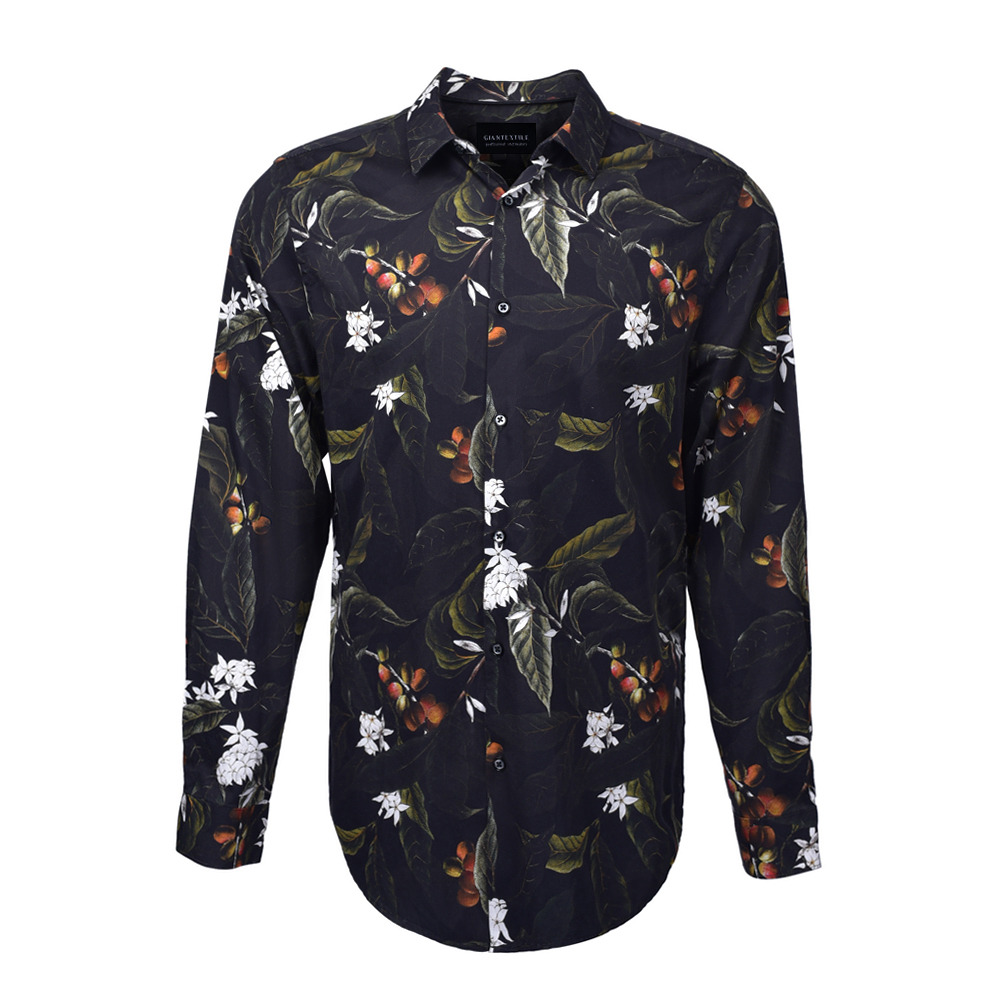 Men’s Print Shirt 100% Cotton Long Sleeve Floral Digital Print Shirt For Men GTCW107669G1