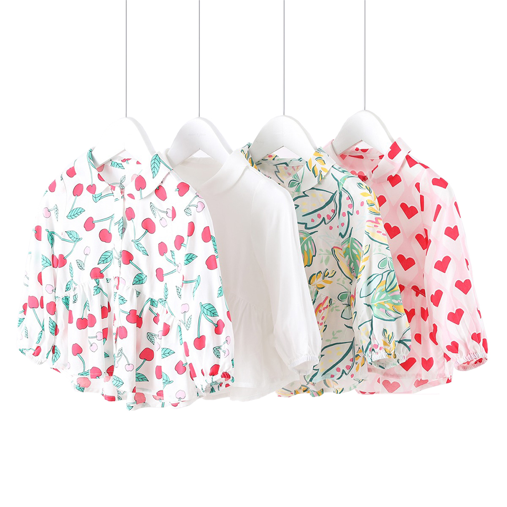 Spring Summer Dress Girls Thin Baby Cute Multicolour Print Anti-mosquito Soft Peter Pan Collar Baby Shirt