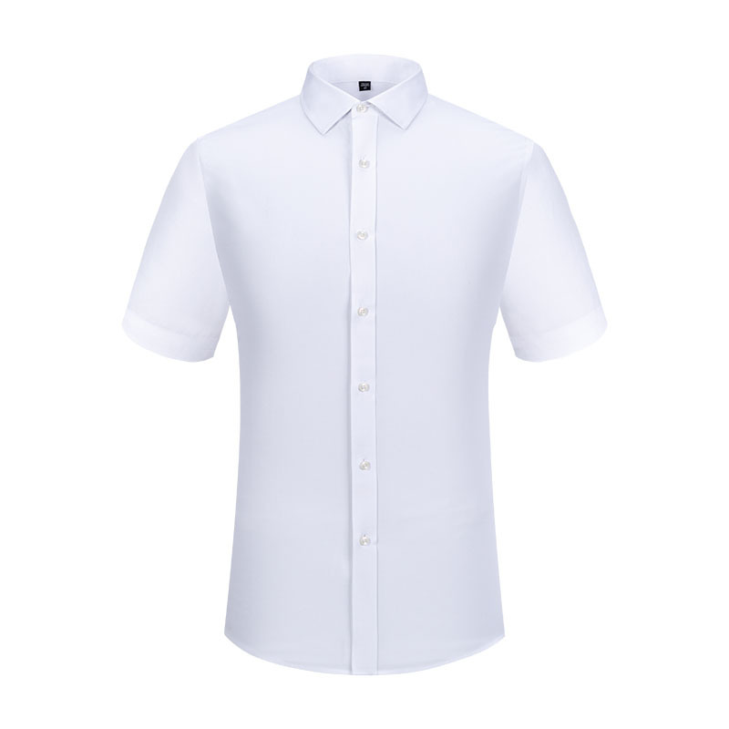 RTS 100% Cotton Men's Pure White Solid Twill Tuxedo Shirts Short Sleeve DP Non Iron Dress Shirts For Men