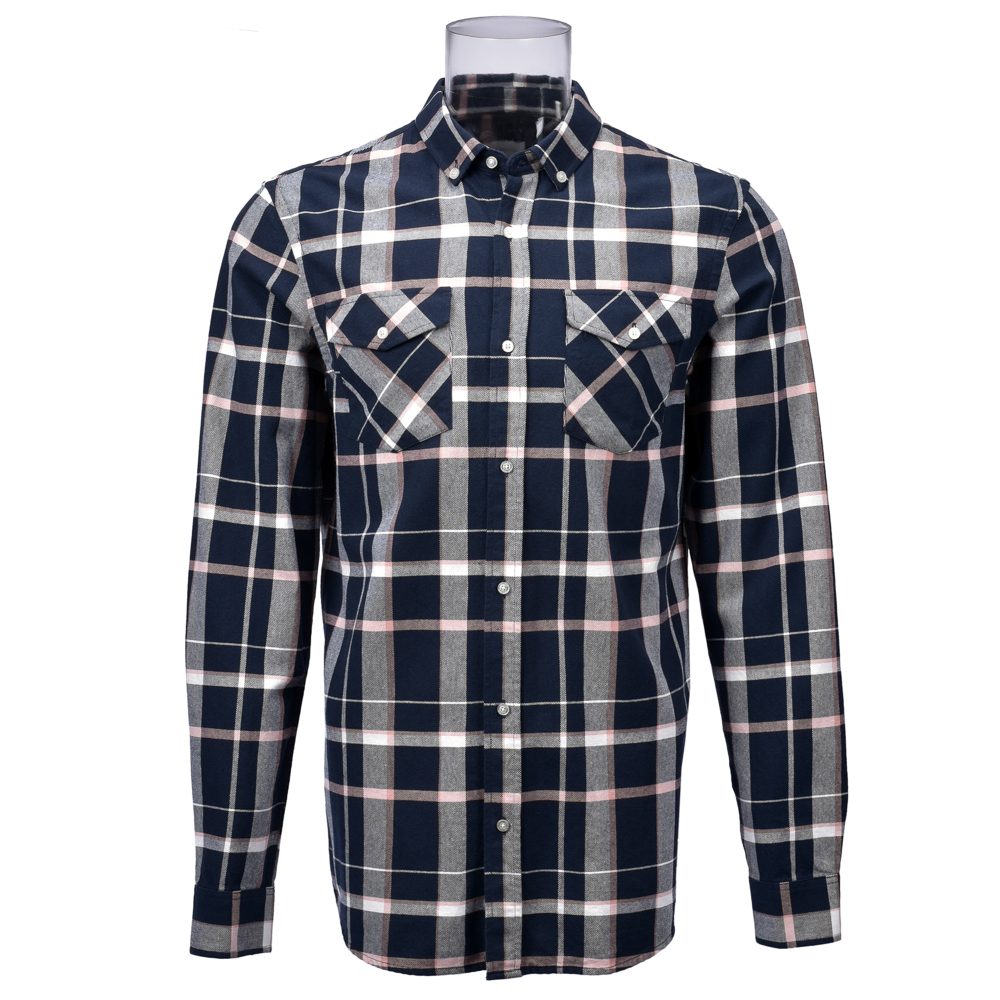 Men’s Flannel Long Sleeve Shirt 100% Cotton Madras Check Shirt For Men GTCW107037G1