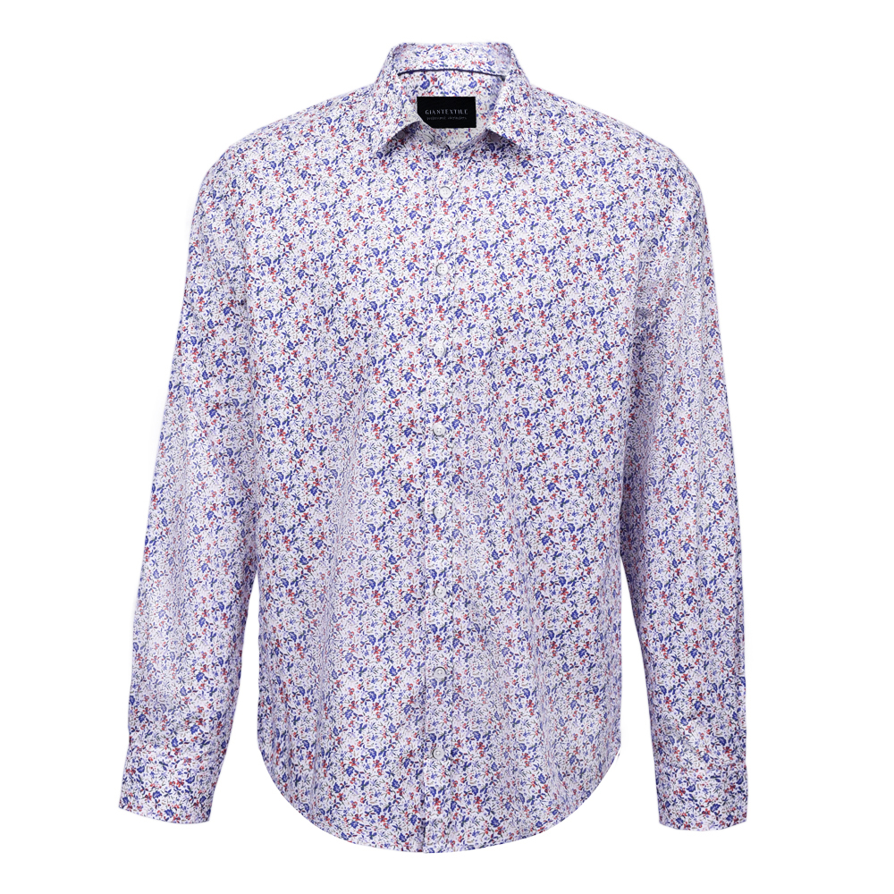 Men’s Print Shirt 100% Cotton Long Sleeve Flower Digital Print Shirt ...