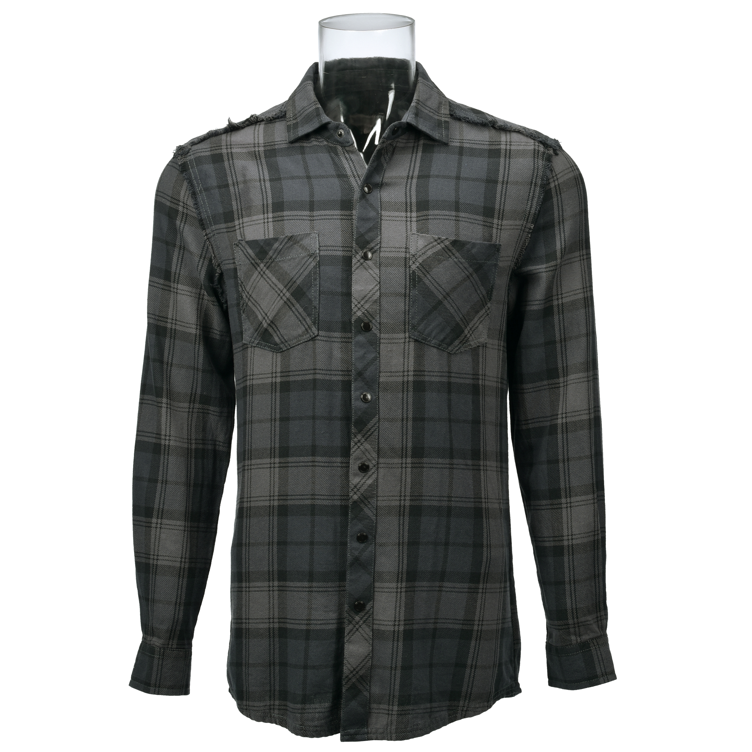 Men’s Shirt 100% Cotton Long Sleeve Two Pockets Check Casual Flannel Shirt For Men GTCW06367G1