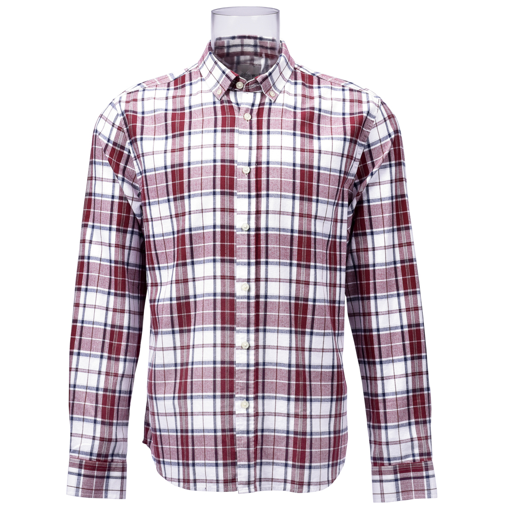 Wholesale 100% BCI Cotton Men’s Sustainable Shirt Long Sleeve Yarn dyed Red Check Shirt For Men GTCW107089G1