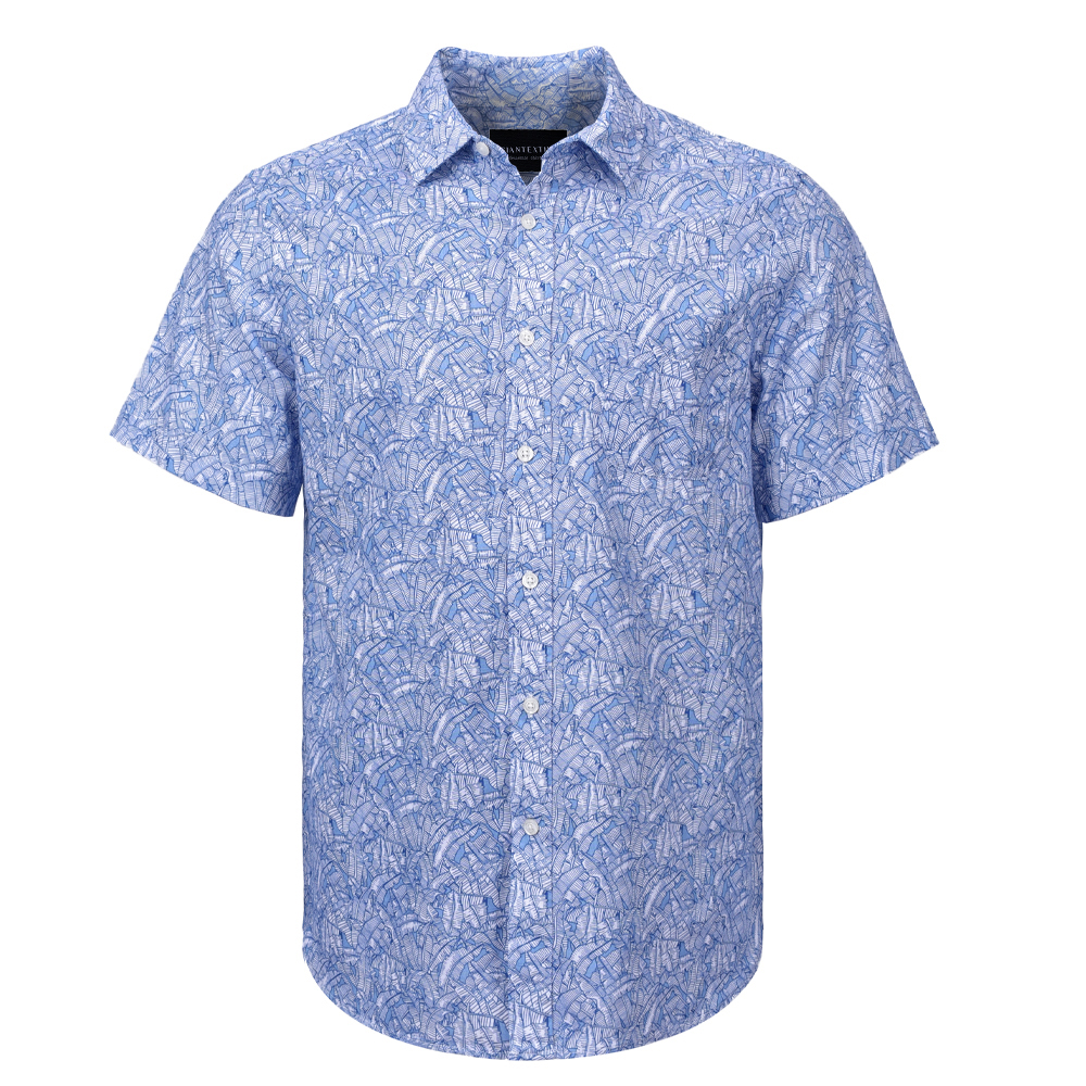 Men’s Print Shirt 100% Cotton Short Sleeve Floral Normal Print Shirt For Men GTCW107663G1