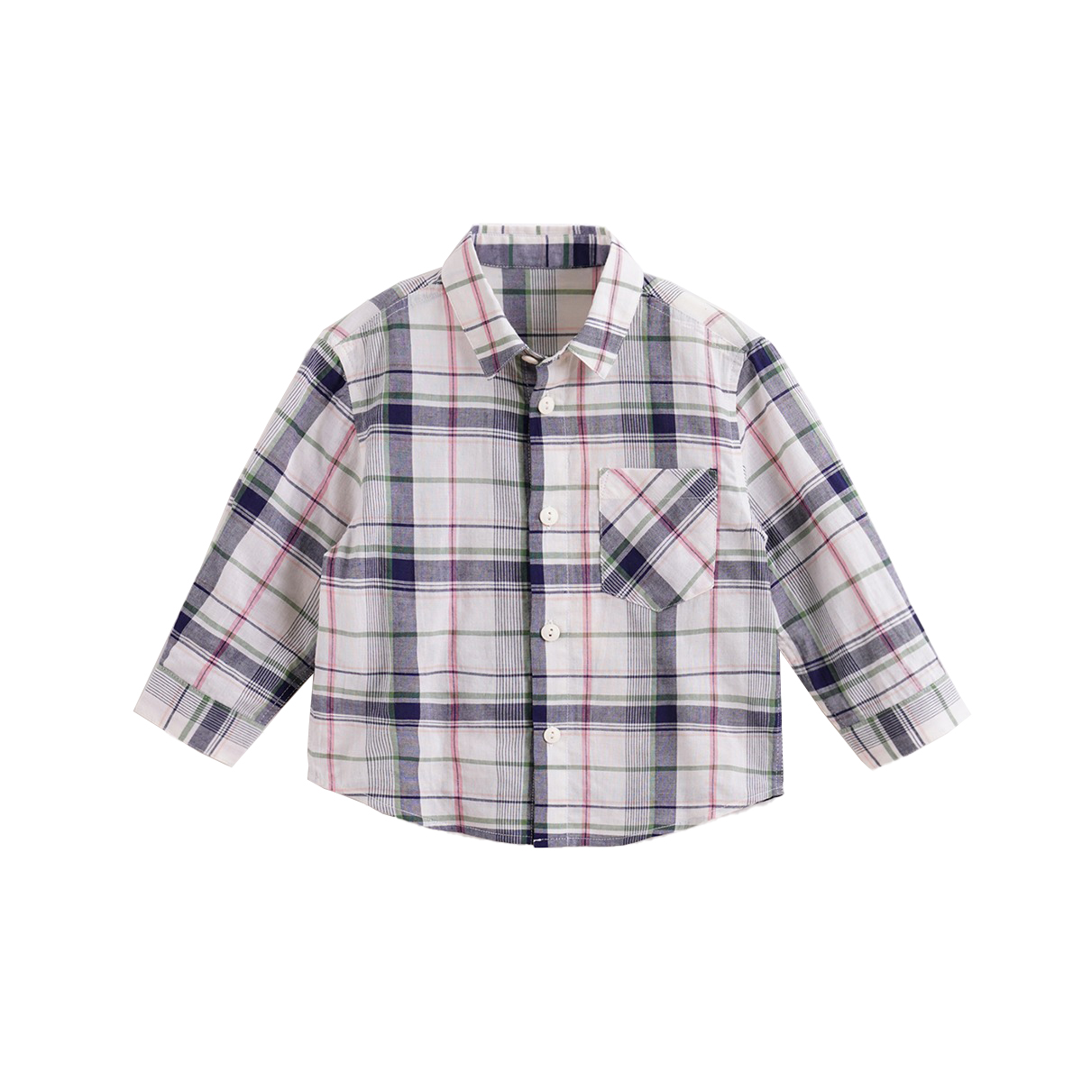 2021 New Baby Spring One Pocket Letters Printed Long-sleeved Check Boys Shirt