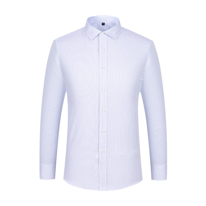 RTS 100% Cotton Men's White And Blue Striped Business Tuxedo Shirt Long Sleeve DP Non Iron Custom Dress Shirts For Men