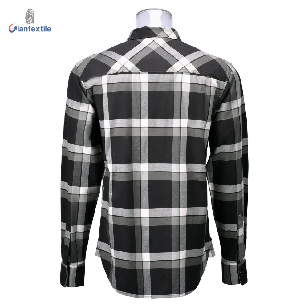 Men’s Long Sleeve Yarn Dyed Red Check Shirt With Sustainable Organic Cotton and Spandex Blended For Men GTCW106180G1