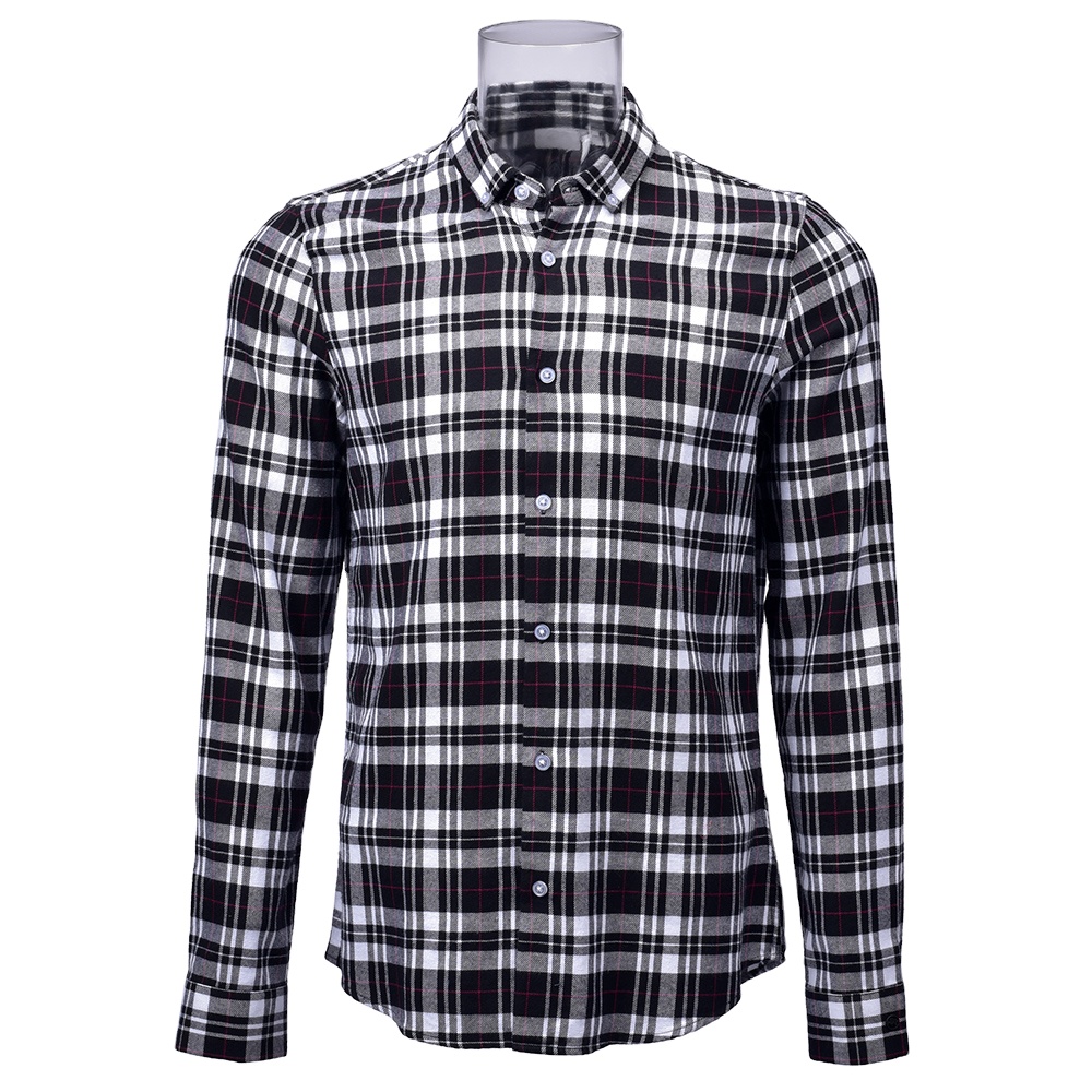 Wholesale Men’s Sustainable Shirt Gent Recycled Cotton Long Sleeve Premium Big Size Check Shirt For Men GTCW106845G1