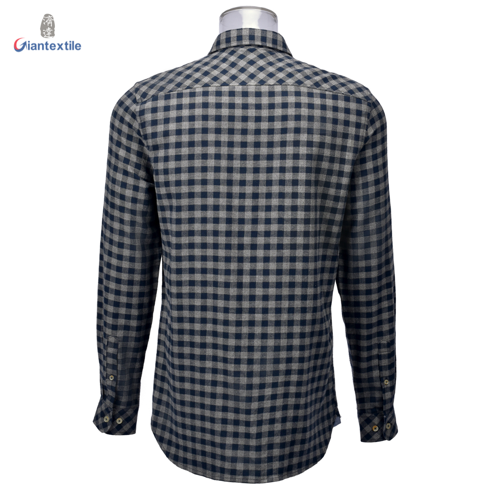 Men’s Long Sleeve Yarn Dyed Grey Check Shirt With Sustainable 100% Organic Cotton For Men GTCW106886G1